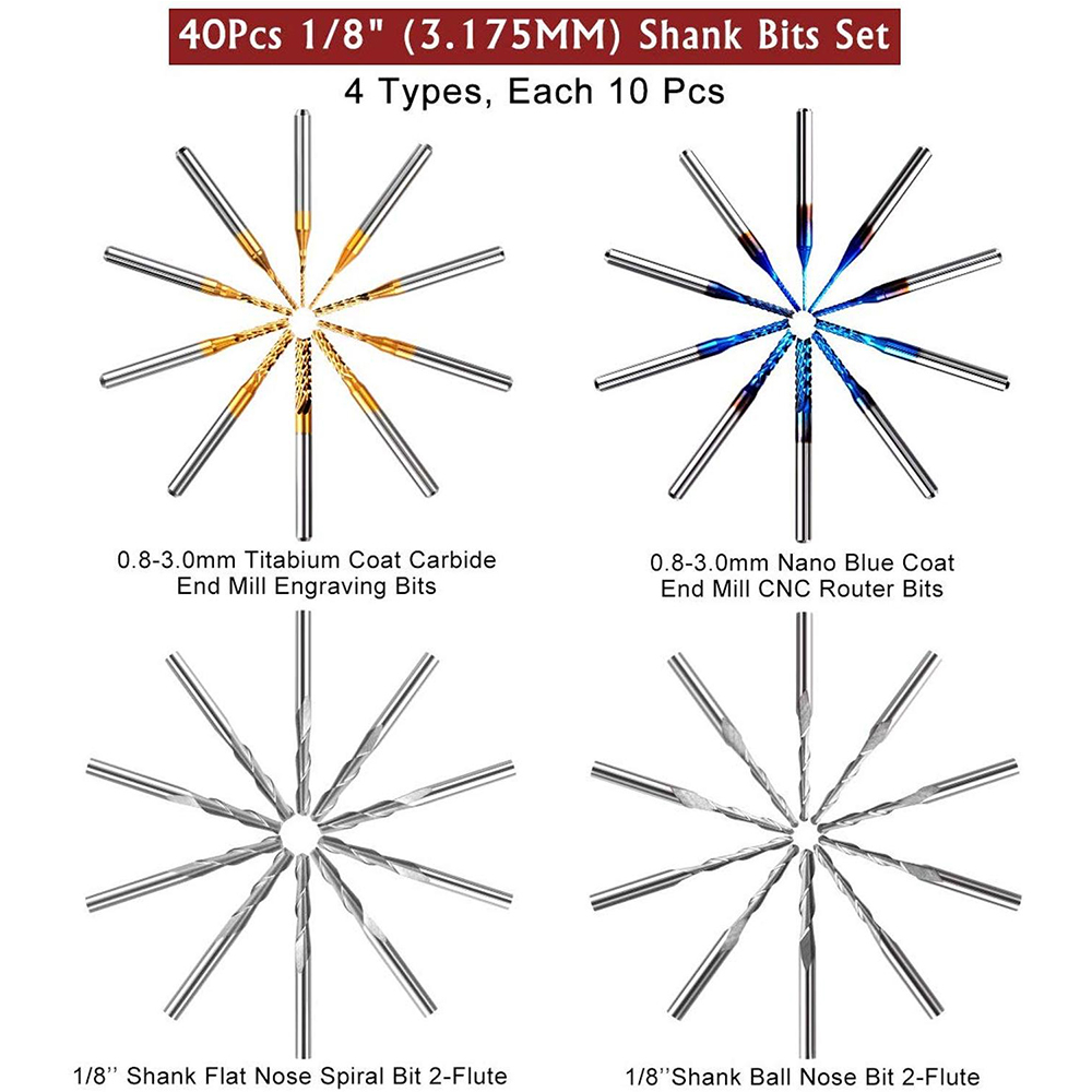 Twotrees نهاية مطحنة لقم نحت م - مراجعة End Mill Set وسعره