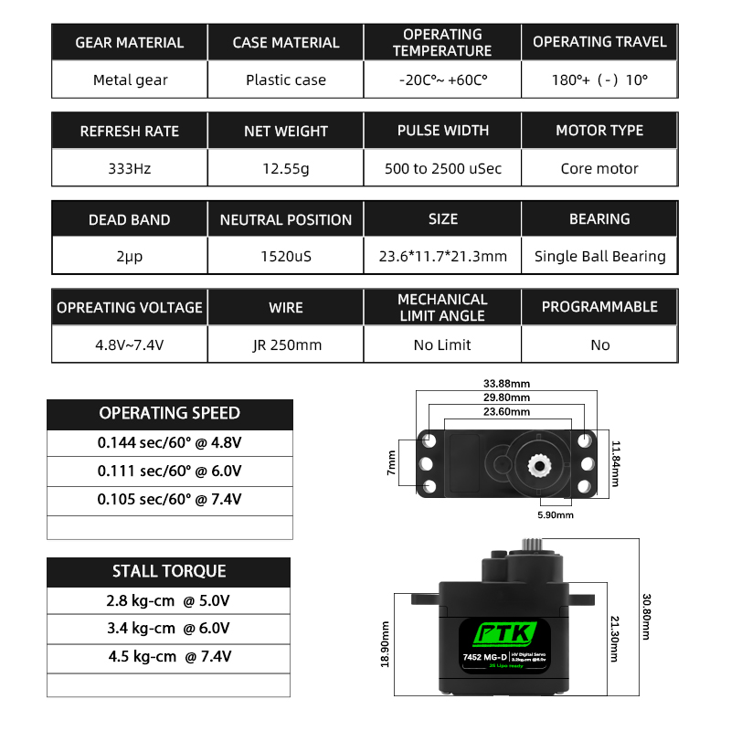سيرفو رقمي PTK 7452 MG-D 9 جرا - مراجعة Servo 9G وسعره